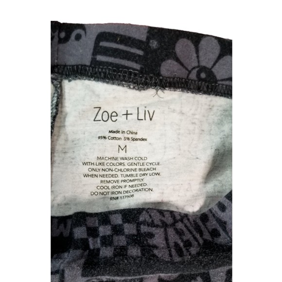 Zoe + Liv Pants Sz M Cotton Spandex Words Hearts Believe in Yourself Be Kind - Picture 4 of 7